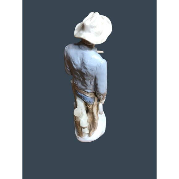 Vintage Cowboy Fine Porcelain Figurine Sculpture Hat Cigar Rope Japan Western De - Picture 6 of 16
